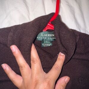 Lauren Ralph Lauren Dark Brown Ribbed Turtleneck Sweater